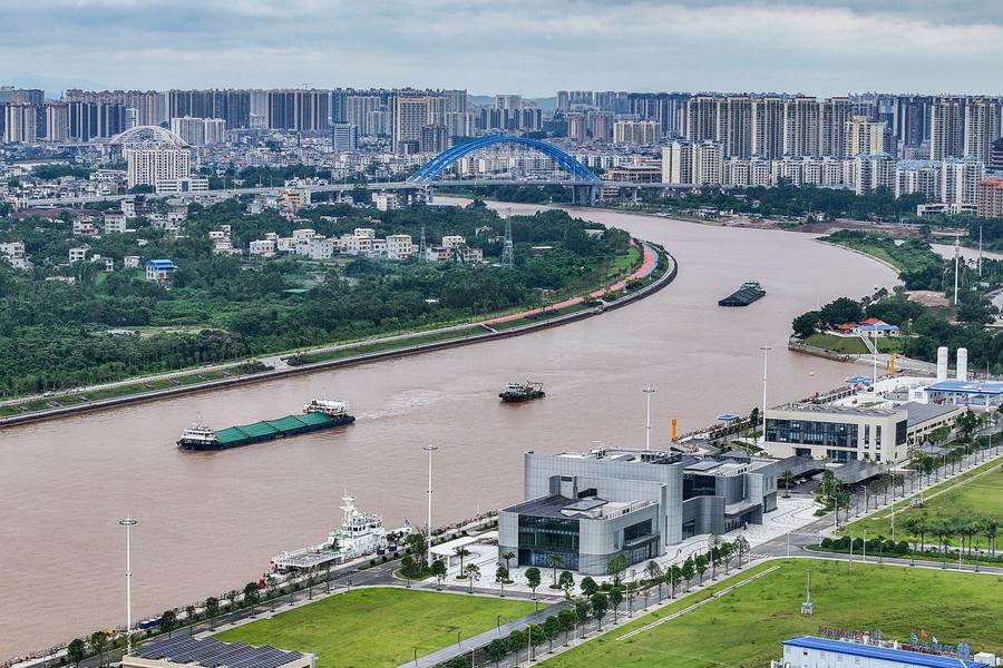 Ships participating in the comprehensive navigation exercise on the Pinglu canal in Qinzhou, Guangxi Zhuang Autonomous Region, southern China on September 4. Photo: Xinhua