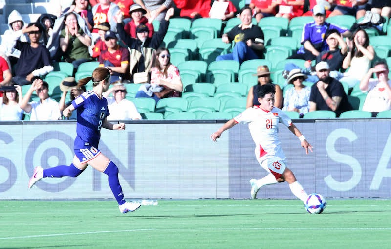 Vietnam women's team meets Japan in the 2nd match of ASIAD 20 (image from the group stage of the 2026 Asian Cup in March 2026). Photo: VFF