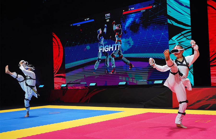 Virtual Taekwondo is one of the new sports attracting attention at ASIAD. Photo: Xinhua