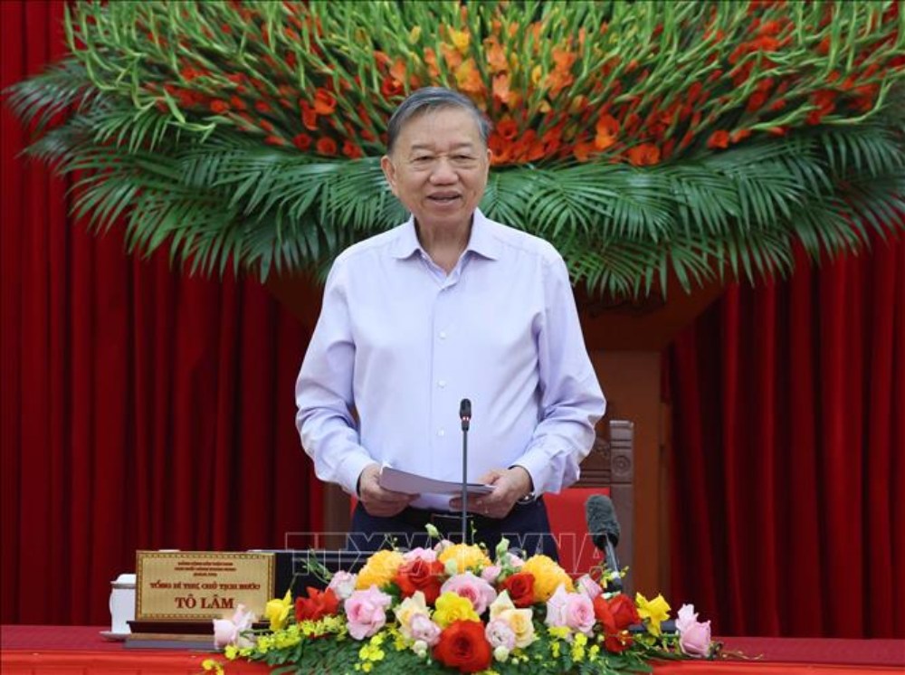 General Secretary and President To Lam speaks. Photo: Thong Nhat/VNA