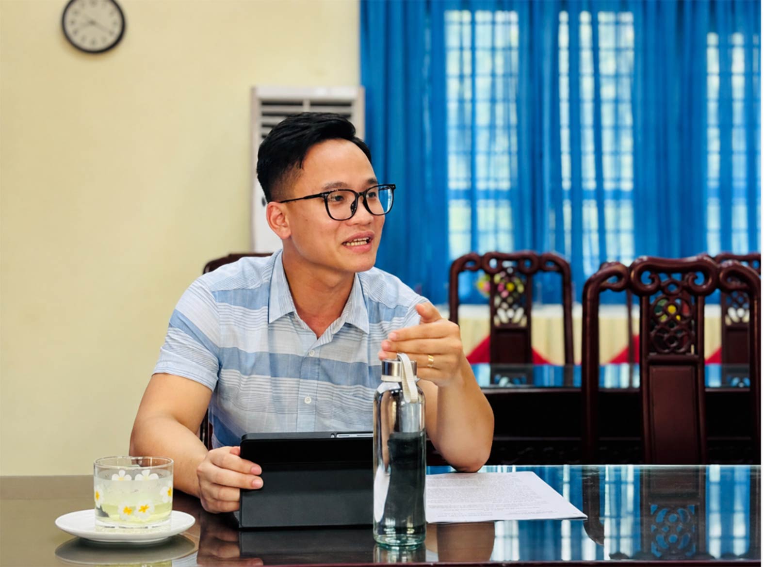 Hoàng Anh Đức, Bí thư Đảng ủy xã Sảng Mộc, huyện Võ Nhai, Thái Nguyên. Ảnh: Viettel
