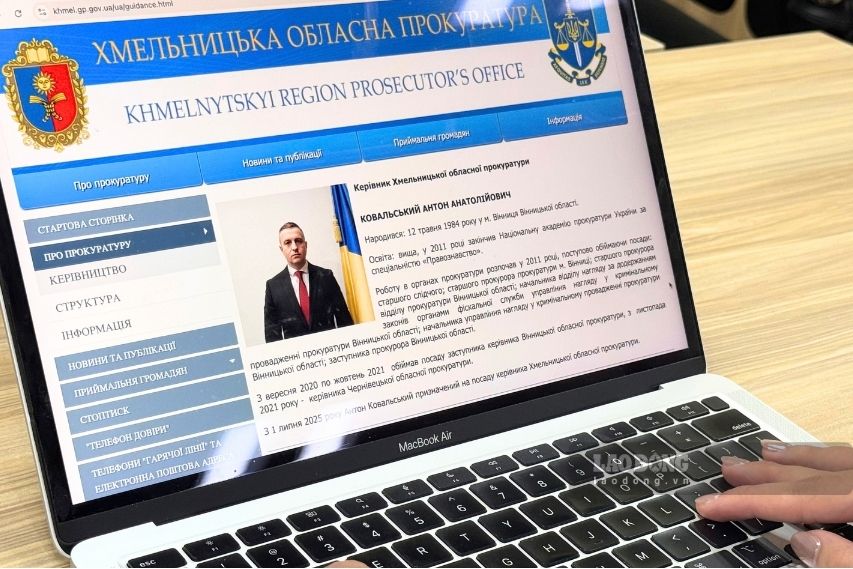 Image of Anton Kovalsky, the newly appointed Acting Prosecutor General of Ukraine, on the official website of the Prosecutor's Office of Khmelnytsky province on September 17. Photo: Ngoc Khue