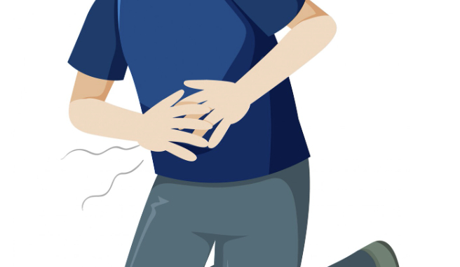 Sudden, severe abdominal pain, spreading throughout the abdomen accompanied by a stiff abdomen may warn of a ruptured stomach and duodenal ulcer, requiring emergency care. Photo uses AI
