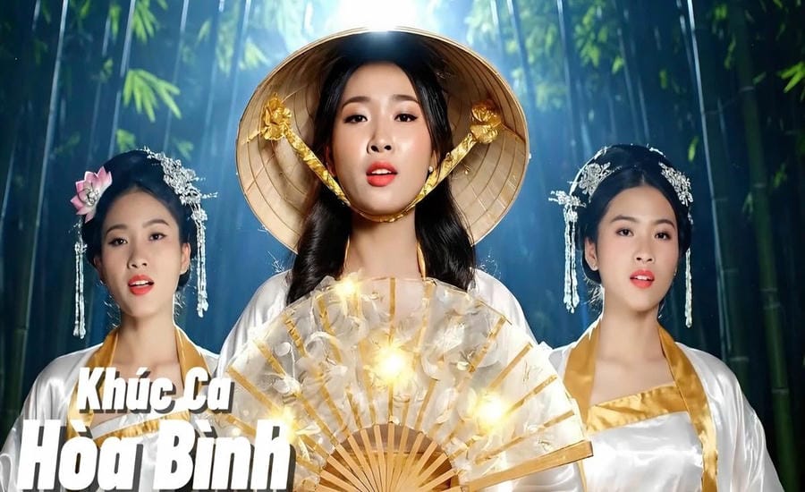 Images in musician Thai Nguyen's MV "Khuc ca hoa binh" mark a new step in combining music with AI technology. Photo Artist provided