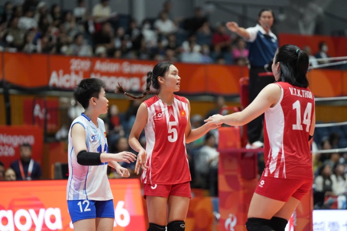 Vietnamese women's volleyball team meets South Korea in the last match of the ASIAD 20 group stage. Photo: VFV