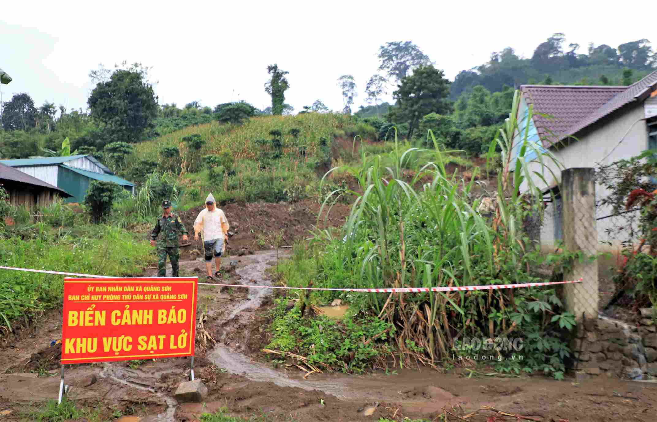 The cracked and subsided hill area occurred in Dak Snao village, Quang Son commune (Lam Dong province) forcing the relocation of 79 households with hundreds of people on September 17. Photo: Phuc Khanh