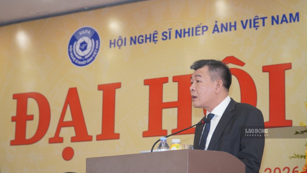 Phó Chủ tịch Ủy ban Trung ương MTTQ Việt Nam Nguyễn Đức Phong phát biểu tại Đại hội. Ảnh: Minh Vũ