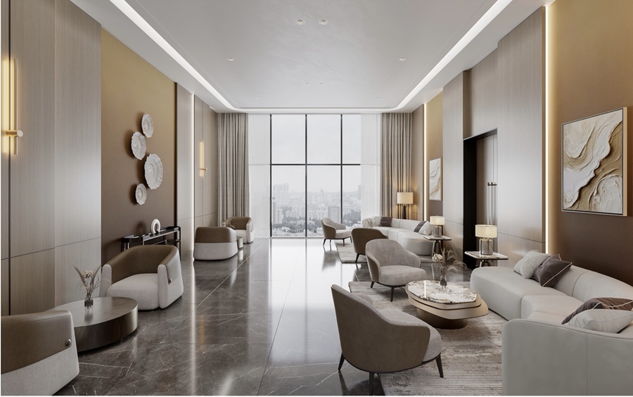 Business Lounge và không gian co-working kết hợp thư viện được bố trí cùng tầng, dành cho những cuộc hẹn công việc. Ảnh: MIK Group