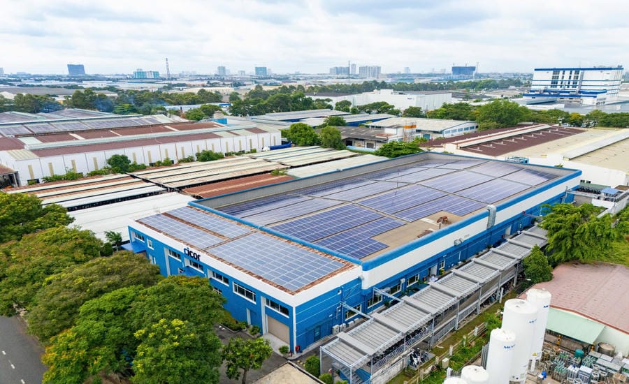 Cicor Vietnam builds an energy management system and uses additional power from rooftop solar power systems. Photo: Provided by the enterprise