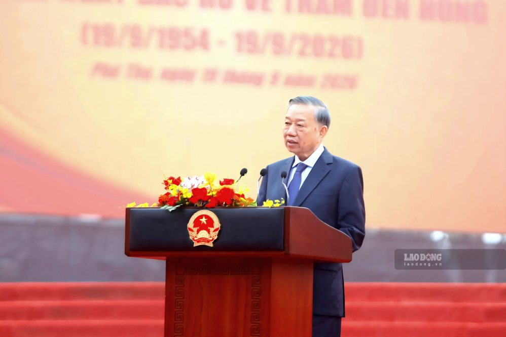 General Secretary and President To Lam speaks at the ceremony. Photo: Hoan Nguyen