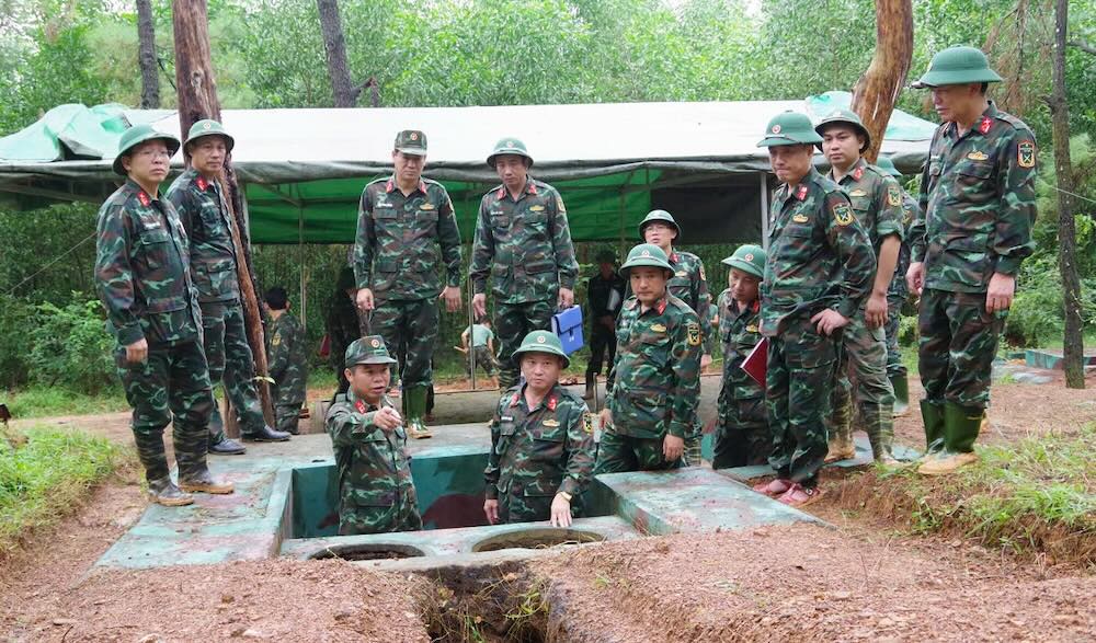 Accelerate the construction progress of the Command Headquarters for defensive combat exercises. Photo: Quang Tri Military Command
