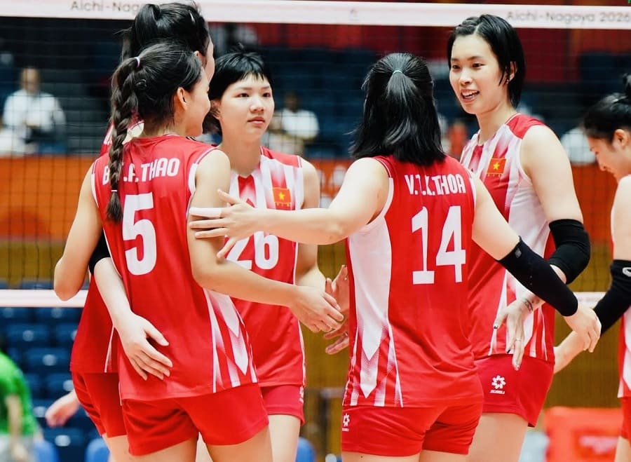 Đội tuyển bóng chuyền nữ Việt Nam sẽ thi đấu với Trung Quốc tại tứ kết ASIAD 20. Ảnh: VFV