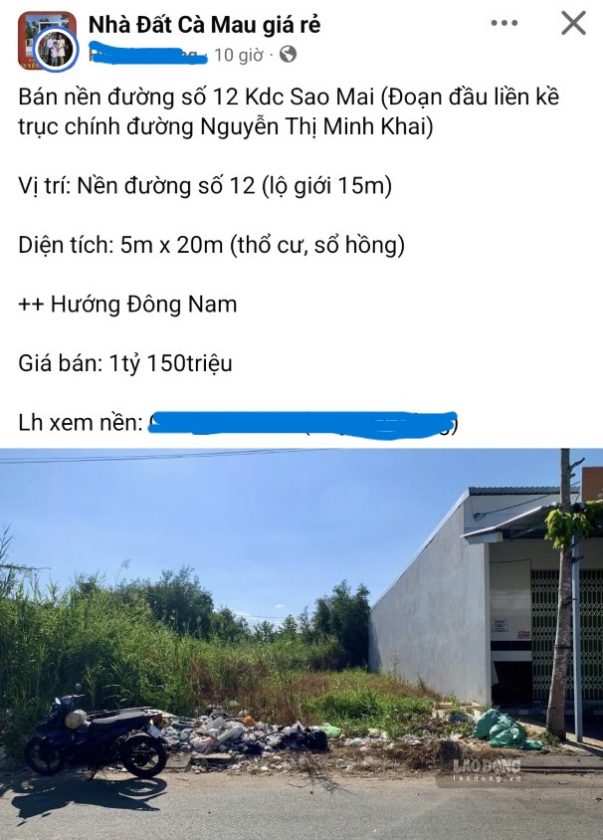 Giá đất nền tại khu vực Cà Mau cũng giảm mạnh (ảnh chụp ngày 19.9.2026). Ảnh: Nhật Hồ.