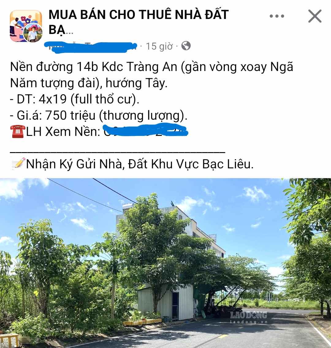Giá đất nền tại Khu dân cư Tràng An, phường Bạc Liêu, Cà Mau giảm dưới 1 tỉ đồng/nền. Ảnh: Nhật Hồ.