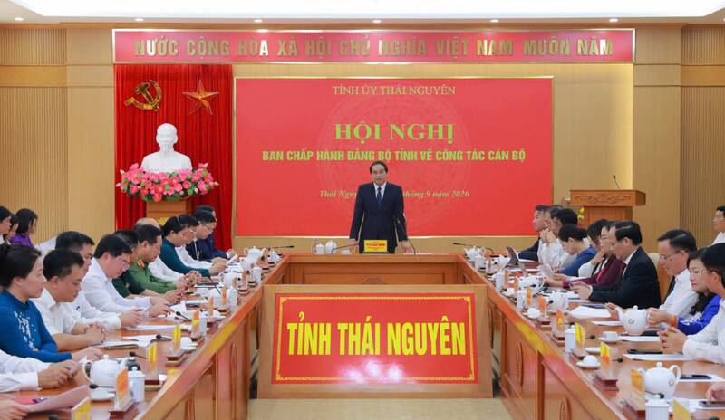 Conference of the Executive Committee of the Thai Nguyen Provincial Party Committee on personnel work. Photo: Thai Nguyen Provincial Electronic Information Portal