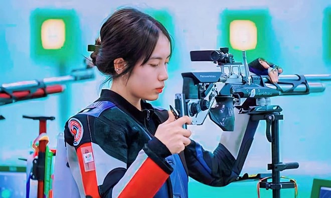 Mong Tuyen will compete in women's individual rifle at ASIAD 20 (image at the 2024 Olympics). Photo: Vietnam Shooting Federation