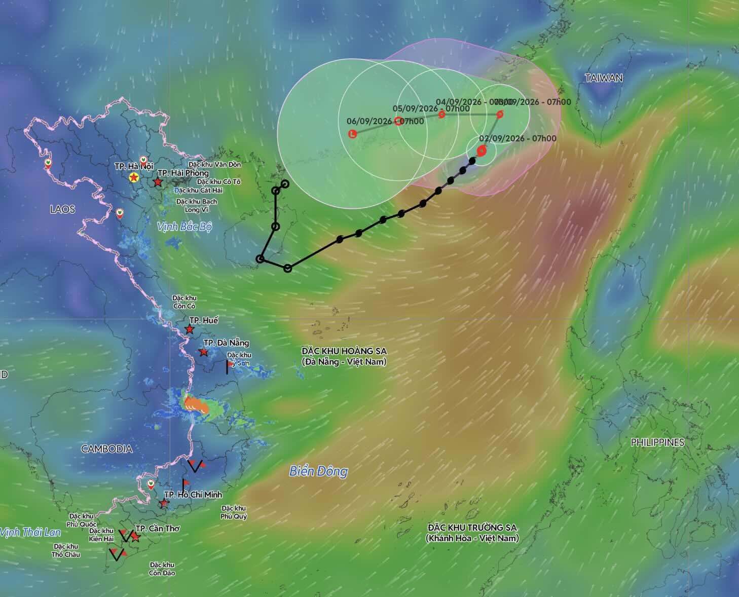 Update on the location and path of storm No. 5. Source: Vietnam Disaster Monitoring System