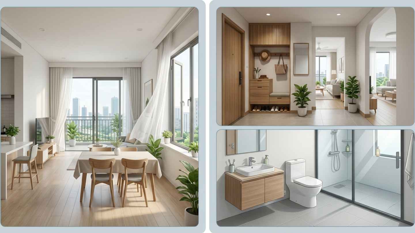 Apartment space is arranged reasonably, prioritizing ventilation and convenience. Photo supported by AI