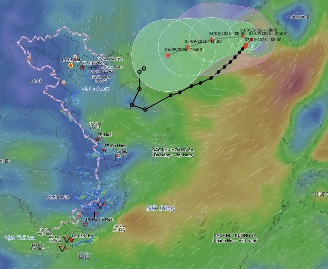 Update on the location and path of storm No. 5. Source: Vietnam Disaster Monitoring System