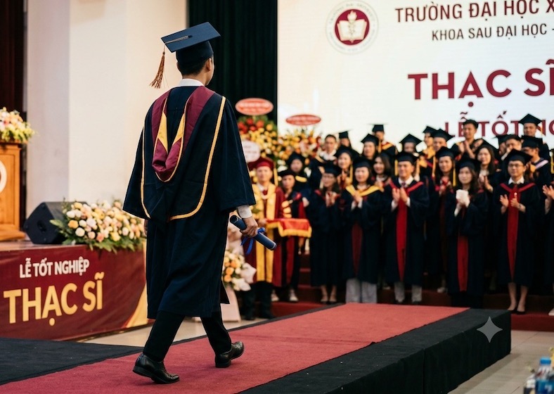 The Ministry of Education and Training said it will study the proposal on the fee for extending master's theses, in order to overcome inadequacies and ensure the rights of learners. Photo taken by AI