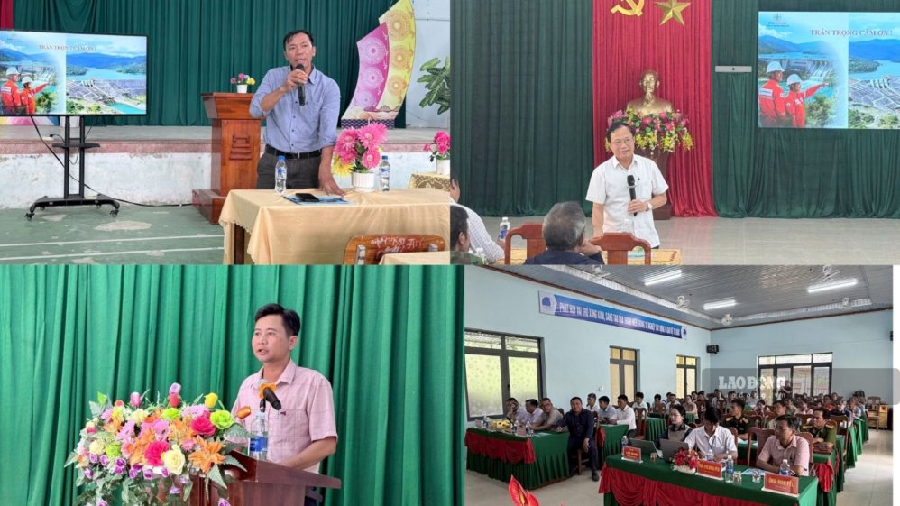 Lãnh đạo các địa phương trao đổi về trách nhiệm của chính quyền cơ sở, những khó khăn thực tế và giải pháp phối hợp với Công ty trong công tác phòng tránh, giảm nhẹ thiên tai. Ảnh: Văn Nhân  
