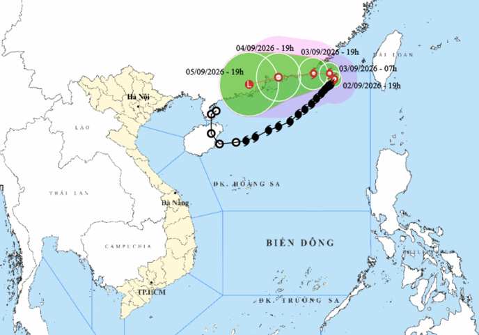 Weather forecast today September 3: Storm No. 5 approaches the coastal area of Guangdong province, China. Photo: National Center for Hydro-Meteorological Forecasting