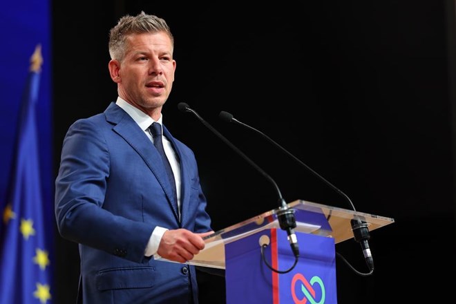 Mr. Peter Magyar speaking at an international press conference in Budapest, Hungary, April 13, 2026. Photo: Xinhua