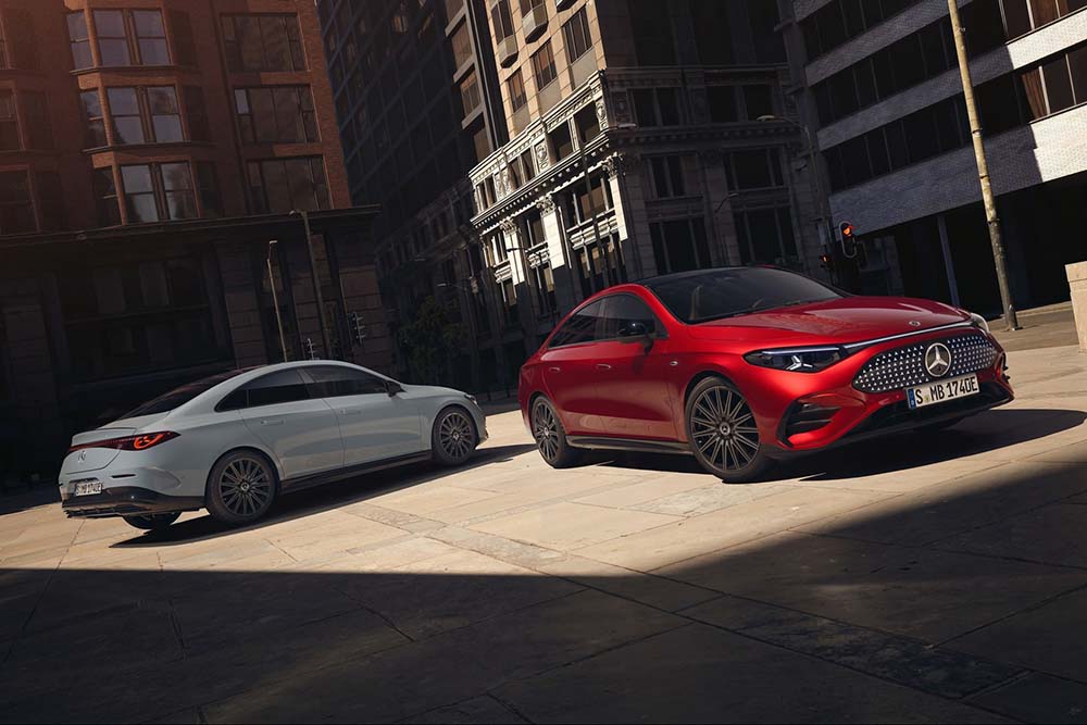 Close-up of Mercedes-Benz CLA 200 EV. Photo: Mercedes-Benz