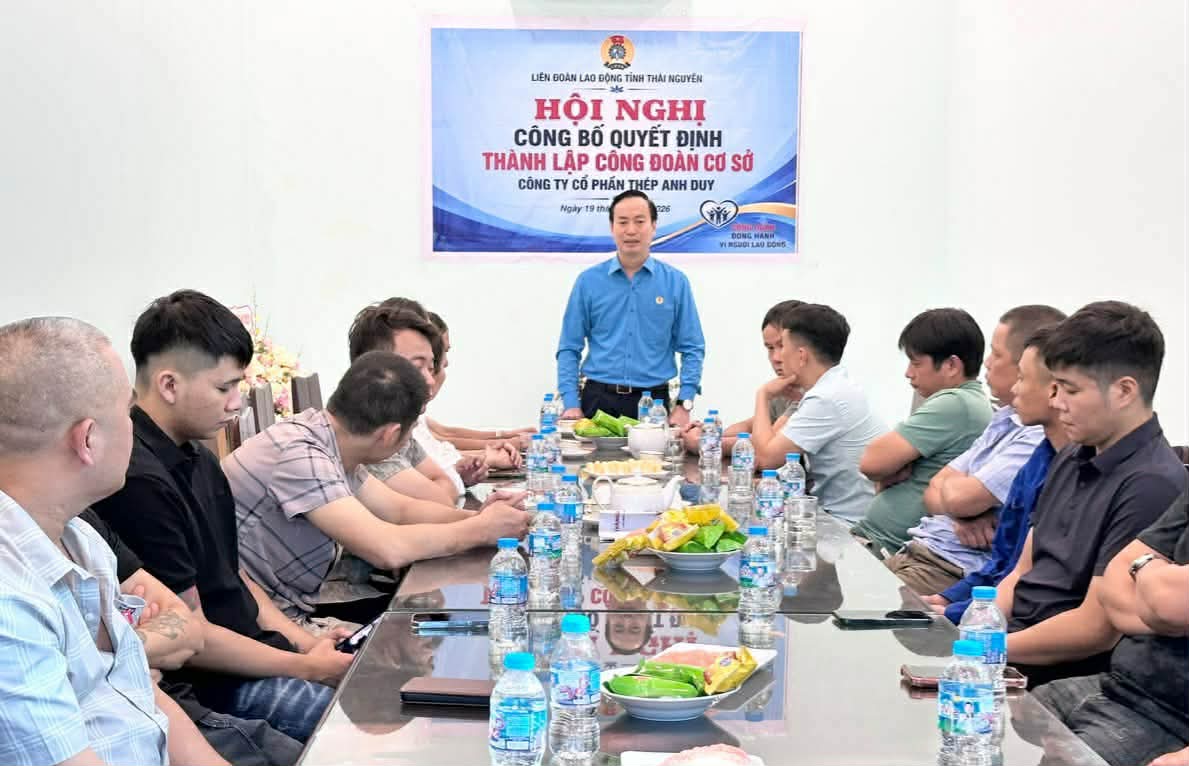Conference to establish the grassroots trade union of Anh Duy Steel Joint Stock Company. Photo: Thai Nguyen Trade Union