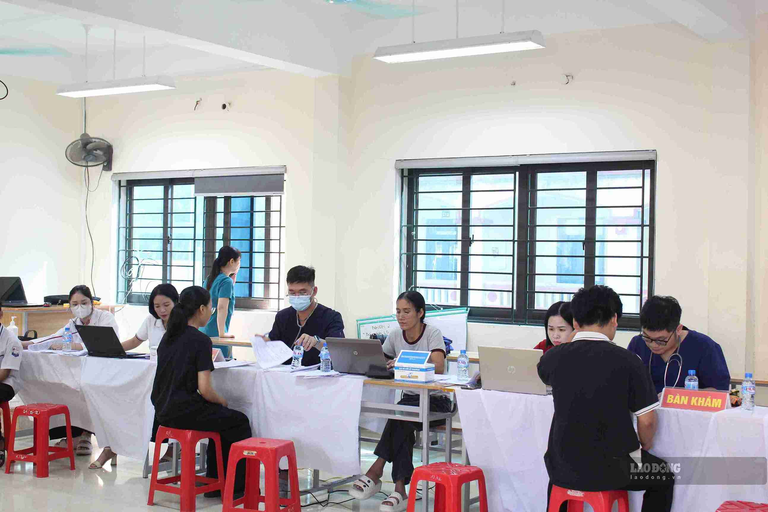 Nearly 1,500 students of Kim Dong High School have regular health check-ups. Photo: Mai Huong