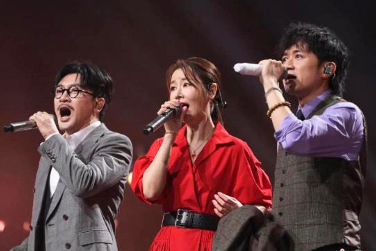 Su You Peng, Ruby Lin and Leo Ku reunite. Photo: Xinhua