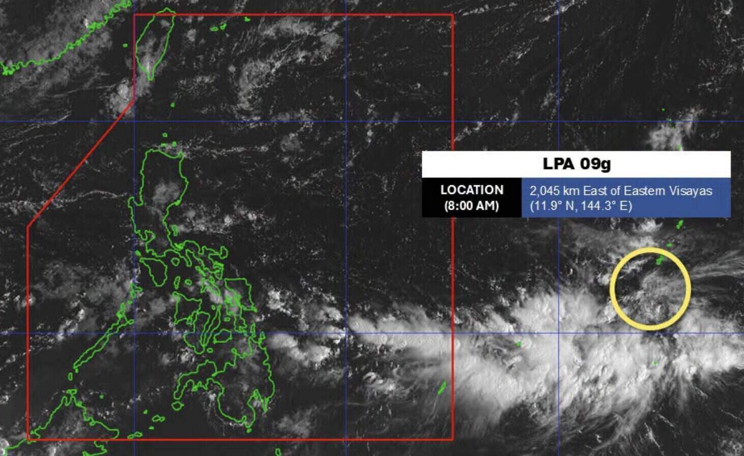 Location and intensity of low pressure LPA 09h, recorded at 8:00 am on September 21 (Philippines time). Photo: PAGASA