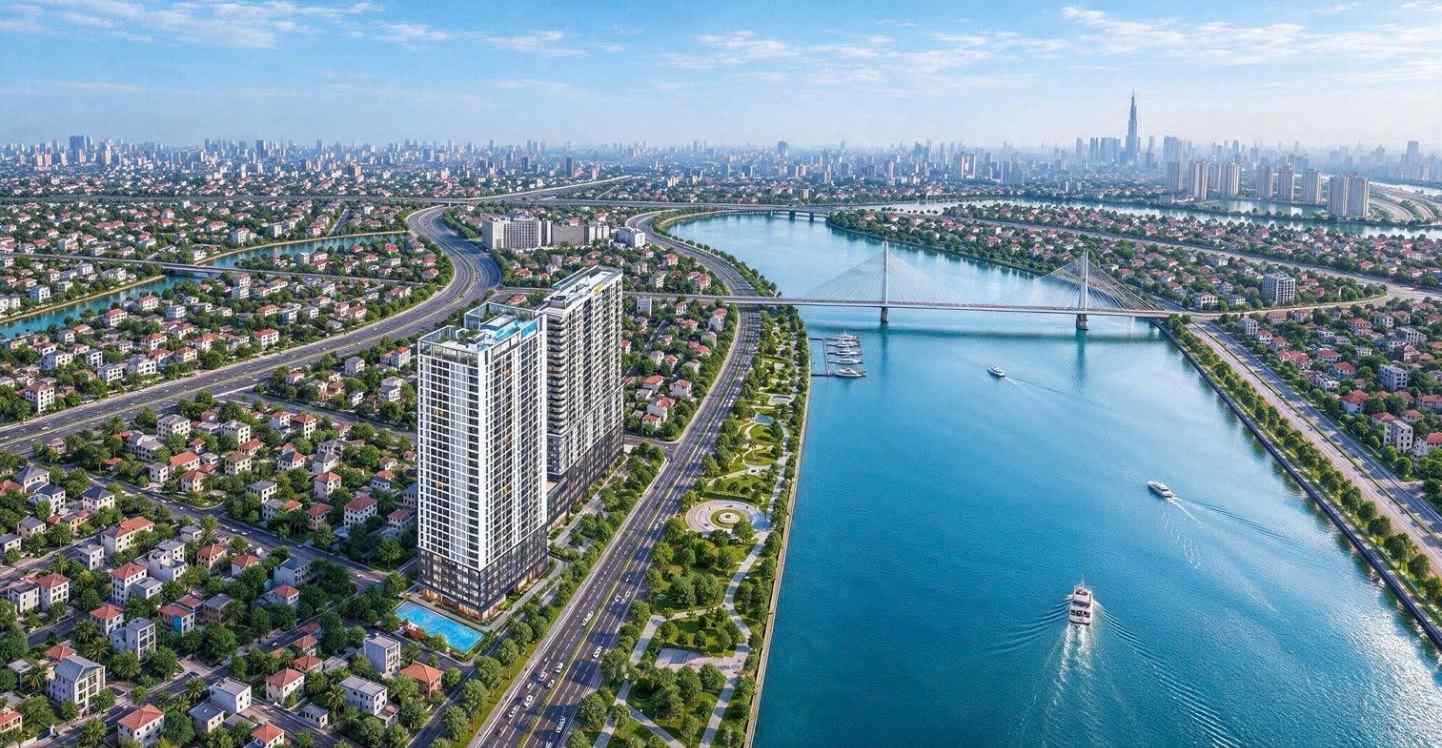 Không gian phòng khách căn hộ mẫu Serena Riverside. Ảnh: Ái Vân