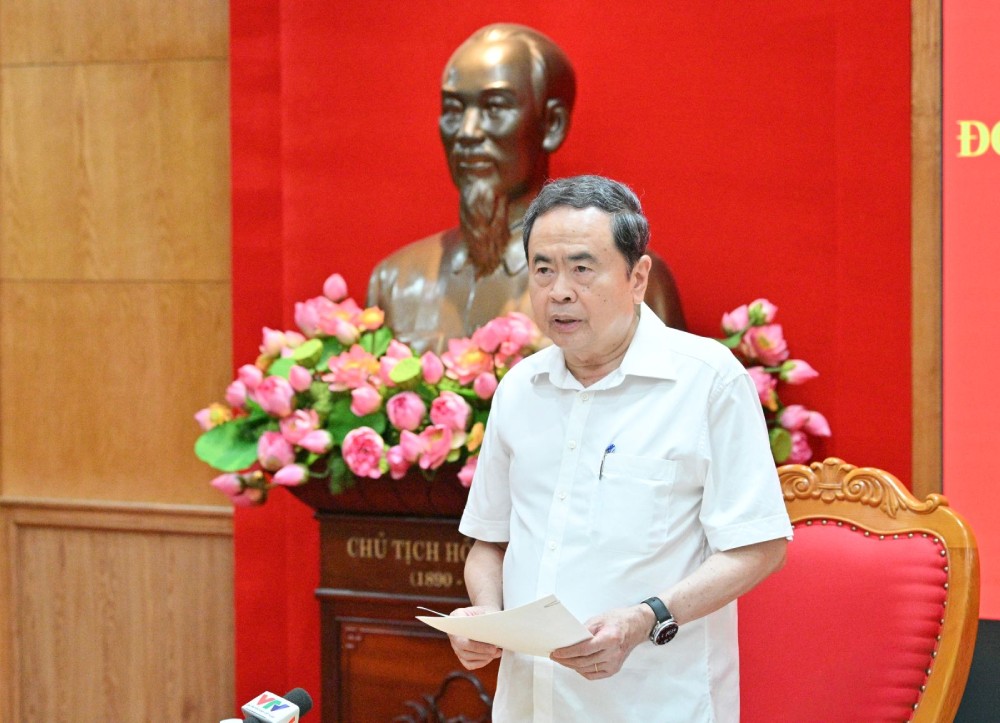 Politburo Member, National Assembly Chairman Tran Thanh Man - Head of Inspection and Supervision Delegation No. 220 of the Politburo speaking at the Conference. Photo: E-Portal of the Communist Party of Vietnam.
