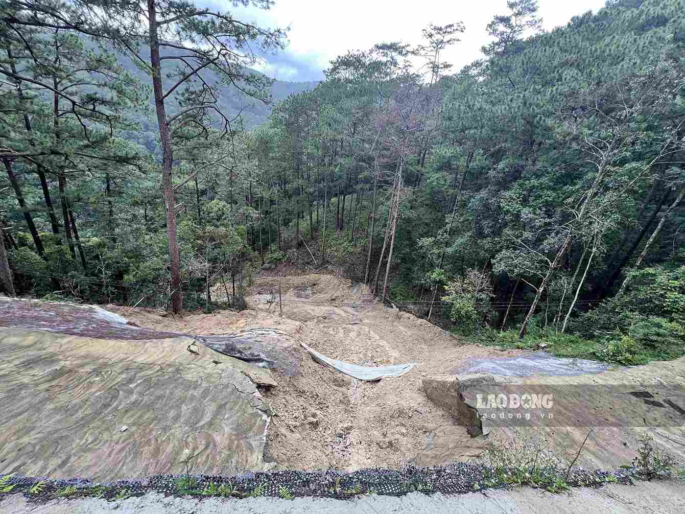 Heavy rain caused landslides on the Prenn Pass. Photo: Phuc Khanh