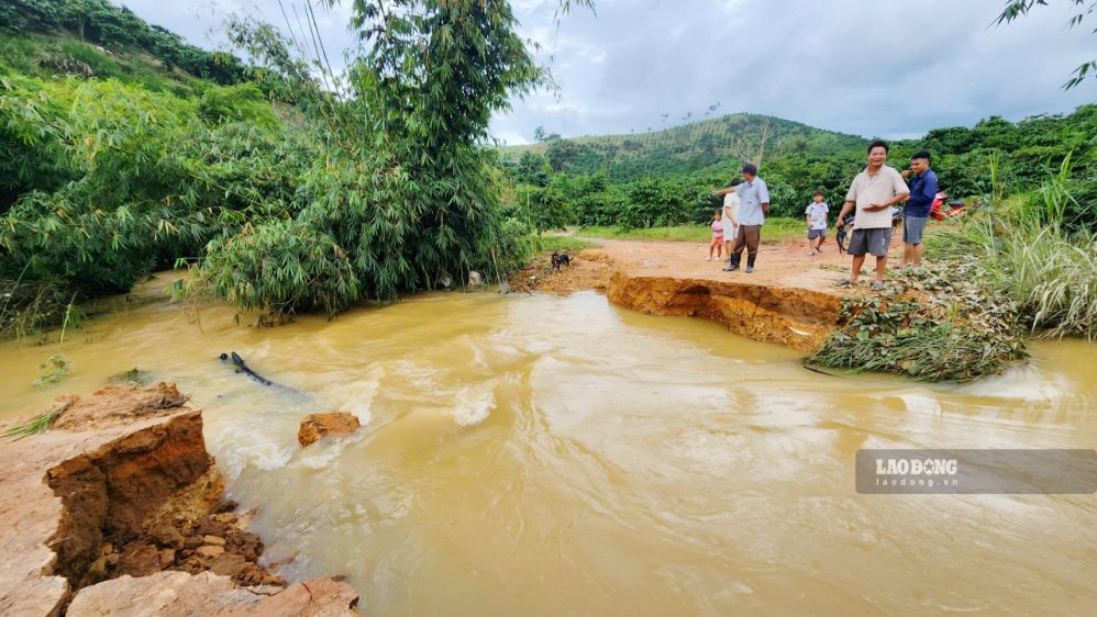 Heavy rain caused landslides on many roads in Quang Khe commune, Lam Dong province (photo taken in the afternoon of September 21st). Photo: Lai Tuyen
