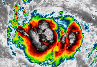 Typhoon Polo is strengthening over the Pacific Ocean and is forecast to become a Category 5 storm by the end of September 22. Photo: NOAA