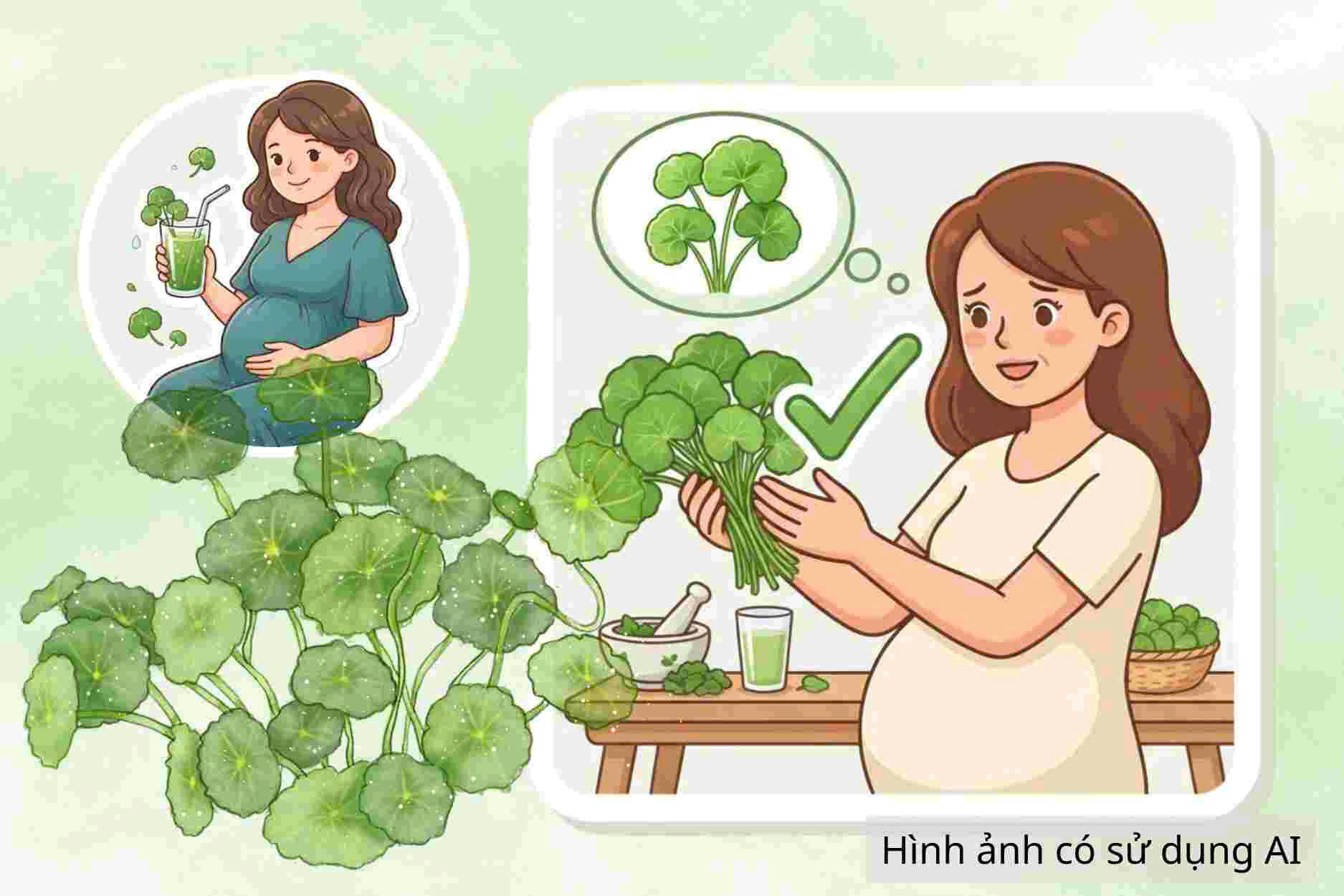 Pregnant women and notes when drinking pennywort juice: Photos using AI