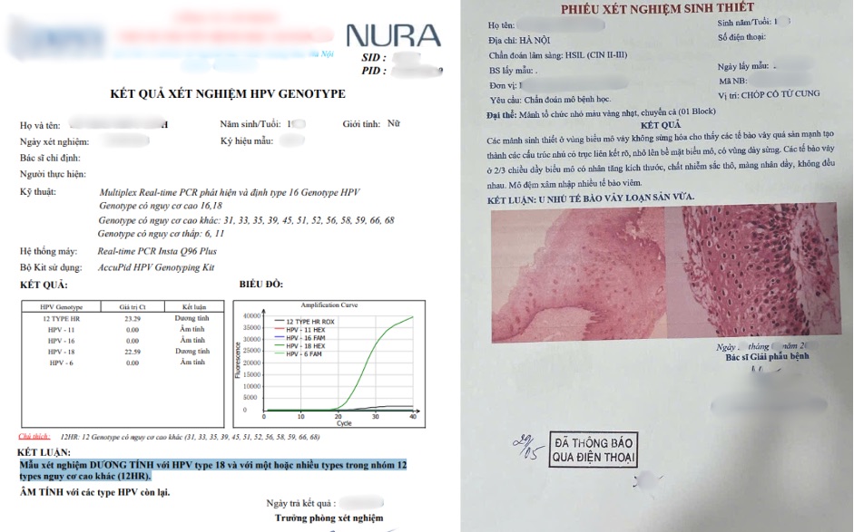 Test results & diagnosis of Ms. Binh. Photo: NVCC