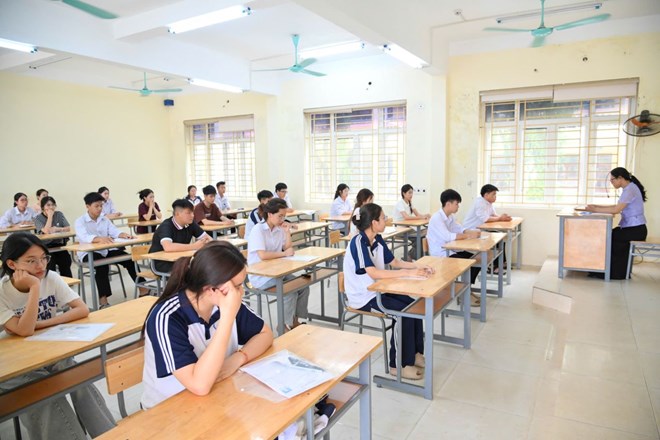 Students want to have a roadmap to adjust the regulations on IELTS bonus points. (Photo taken by candidates participating in the 2026 high school graduation exam. Photo: Tuong Van)