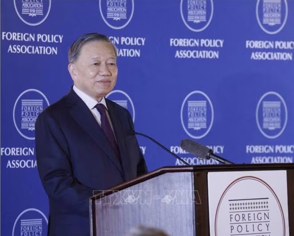 General Secretary and President To Lam delivers policy speech at the Foreign Policy Association (USA). Photo: VNA