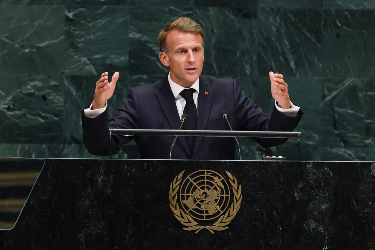 French President Emmanuel Macron speaks at the session of the 81st session of the United Nations General Assembly at the United Nations Headquarters (New York, USA) on September 22, 2026. Photo: AFP