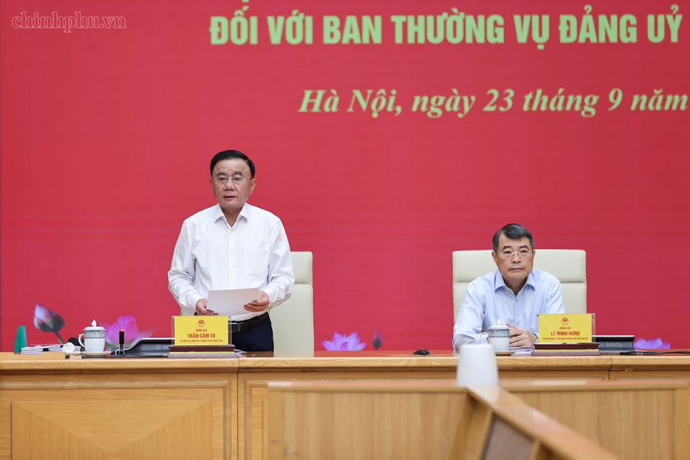 Thường trực Ban Bí thư Trần Cẩm Tú phát biểu. Ảnh: Chinhphu.vn