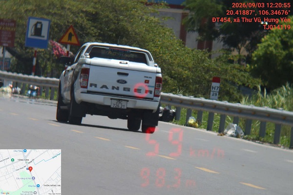 Car owner fined for speeding in Hung Yen. Photo: Hung Yen Traffic Police