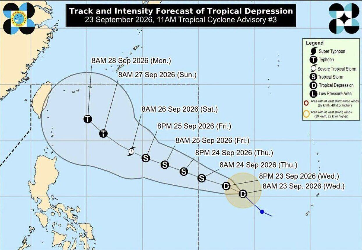 Forecast of the path and intensity of the tropical depression LPA 09g (local name Queenie) from September 23-28. 9. Photo: PAGASA