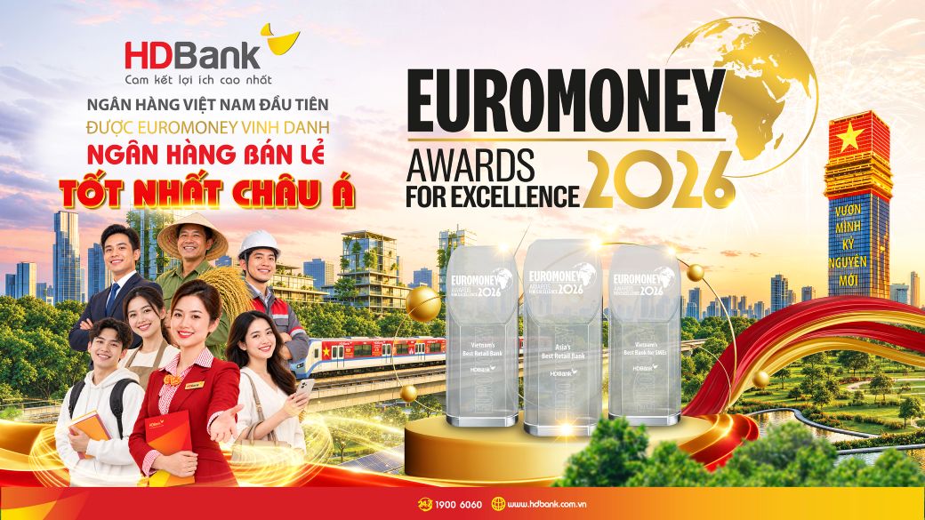 The title "Best Retail Bank in Asia" was awarded for the first time to a Vietnamese bank. Photo: HDBank