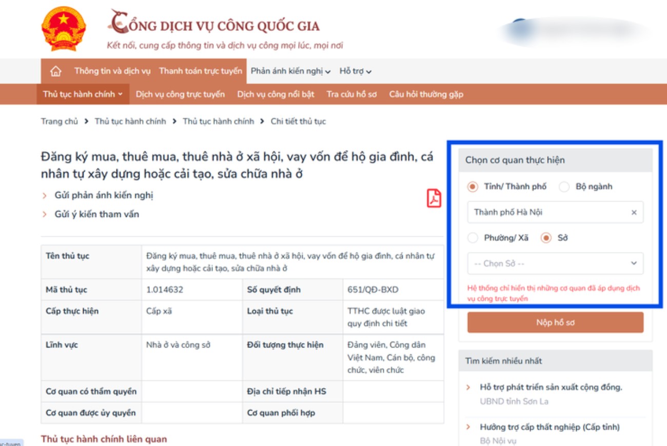 Chọn cơ quan tiếp nhận hồ sơ phù hợp