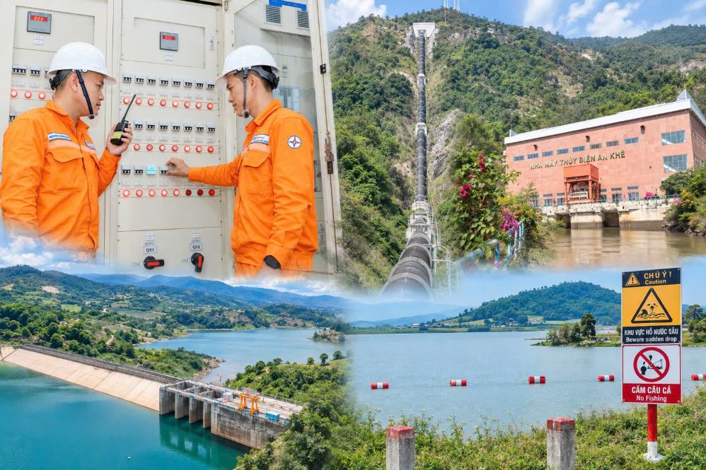An Khe - Ka Nak Hydropower Plant strictly implements inter-reservoir operation procedures and early warning of water regulation and discharge. Photo: Hoai Thu