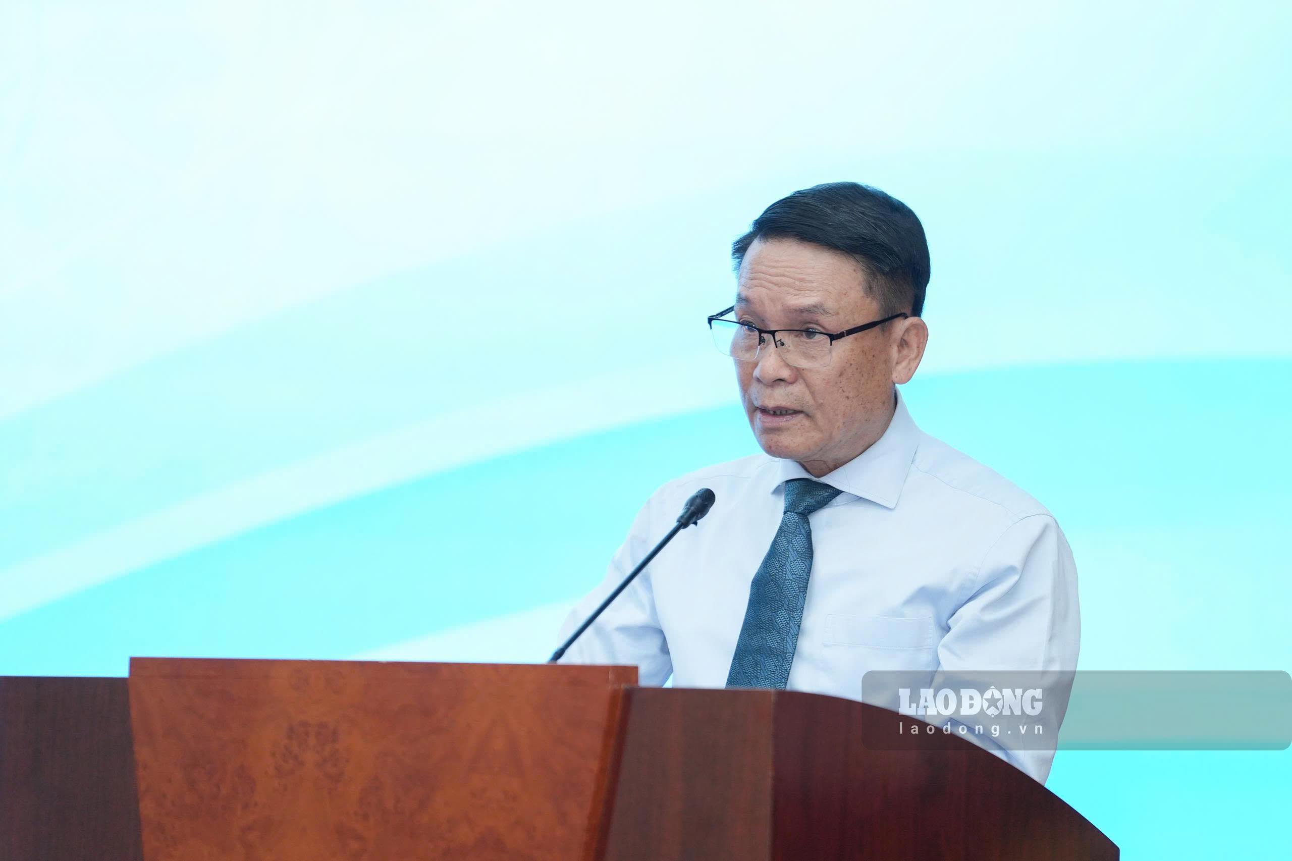 Mr. Nguyen Duc Loi - former Member of the Party Central Committee, Standing Vice Chairman of the Vietnam Journalists Association speaks at the 1st Congress of the Journalists Association of Lao Dong Newspaper, term 2026-2031. Photo: Huu Chanh