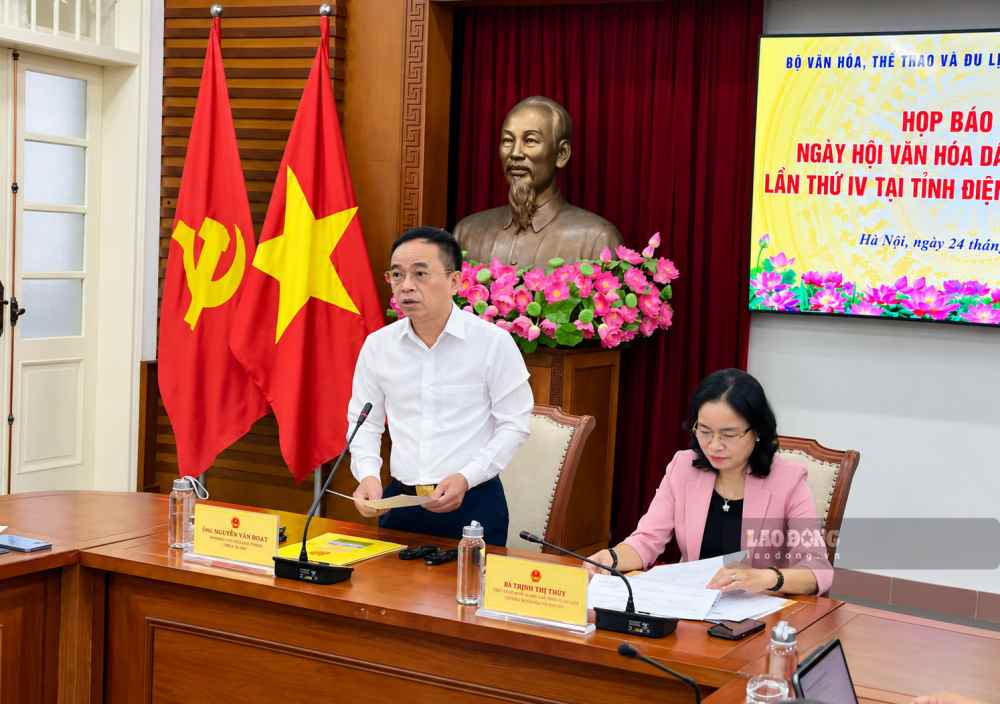 Ông Nguyễn Văn Đoạt - Phó Chủ tịch UBND tỉnh Điện Biên phát biểu tại sự kiện. Ảnh: Chí Long